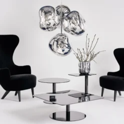 Lámpara de araña LED Melt Chandelier de Tom Dixon, gris humo