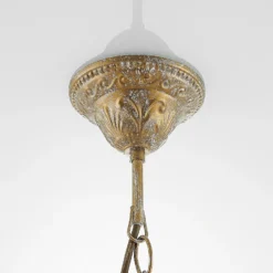 Lámpara de araña Lindby Lumiel, 5 luces, crema/latón, textil