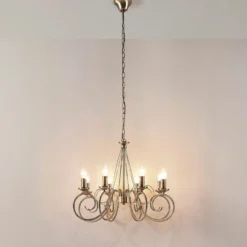 Lámpara de araña Lindby Marnia, 8 luces, Ø 53 cm, latón antiguo, E14