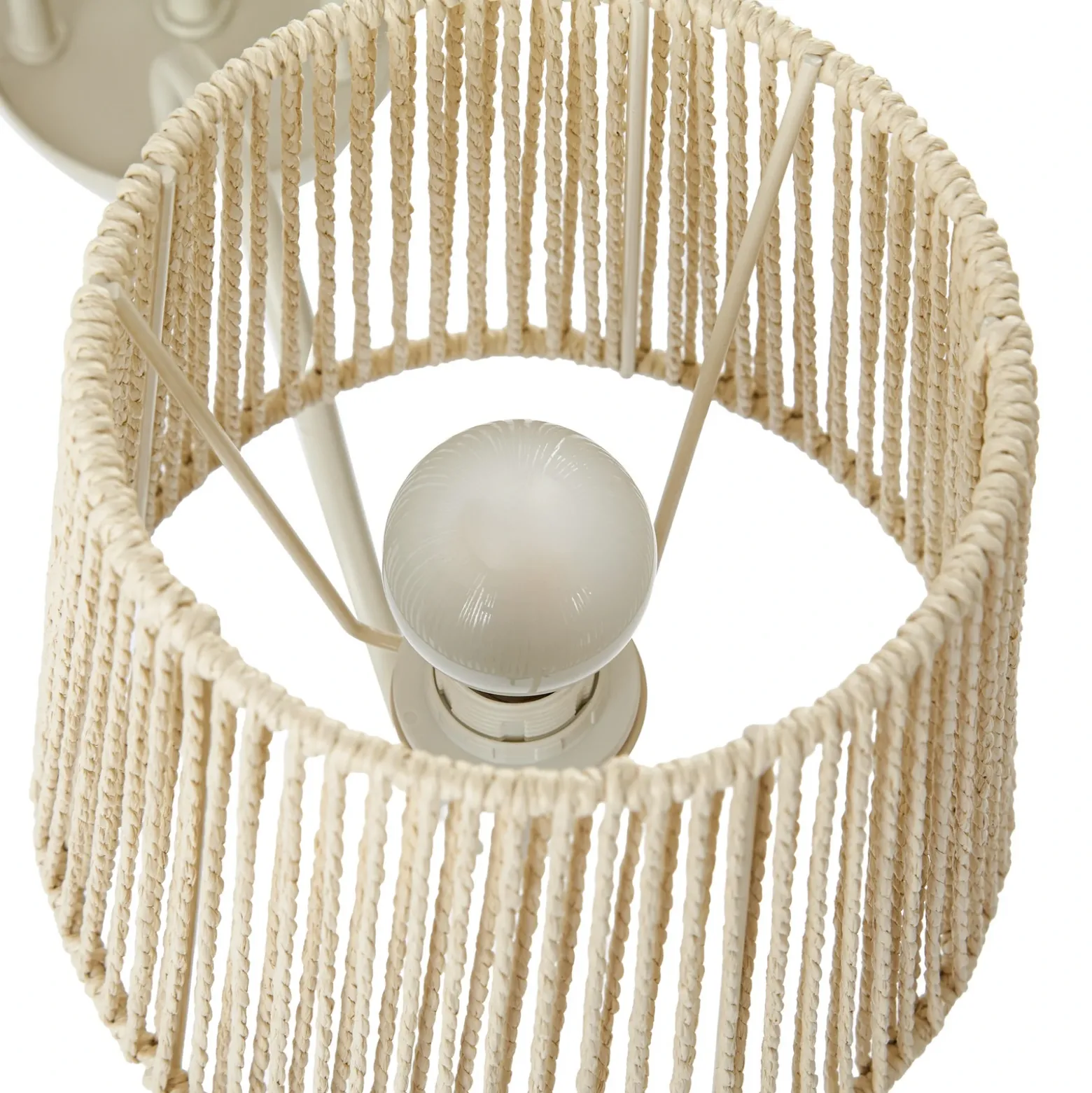 Lámpara de araña Lucande Eugenia, 5 luces, cable, Ø 65 cm, beige