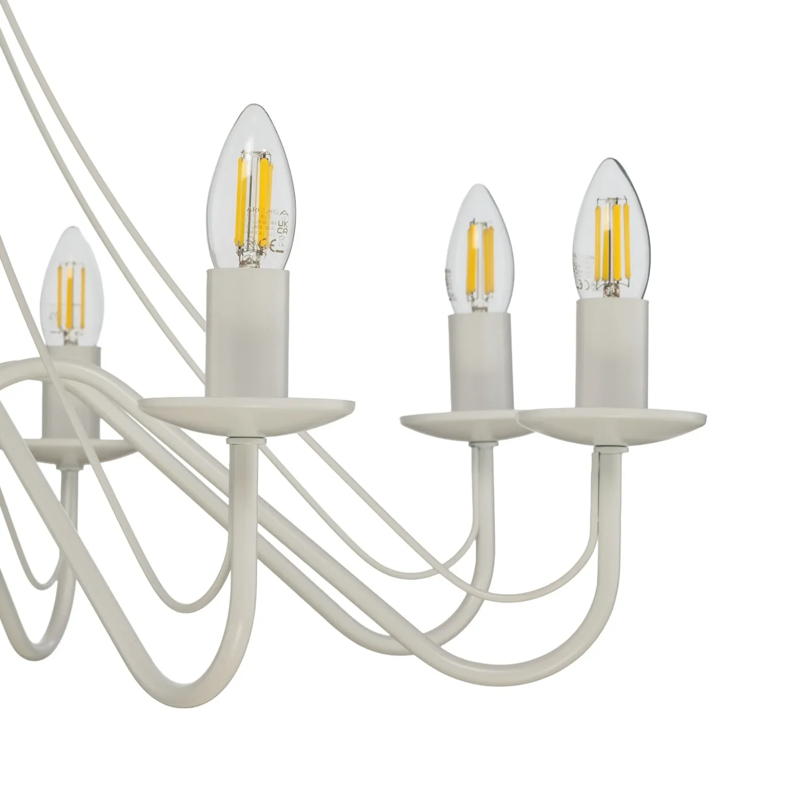 Lámpara de araña Malbo, blanca, metal, 8 luces, E14