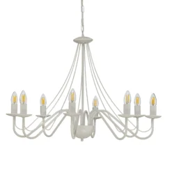 Lámpara de araña Malbo, blanca, metal, 8 luces, E14