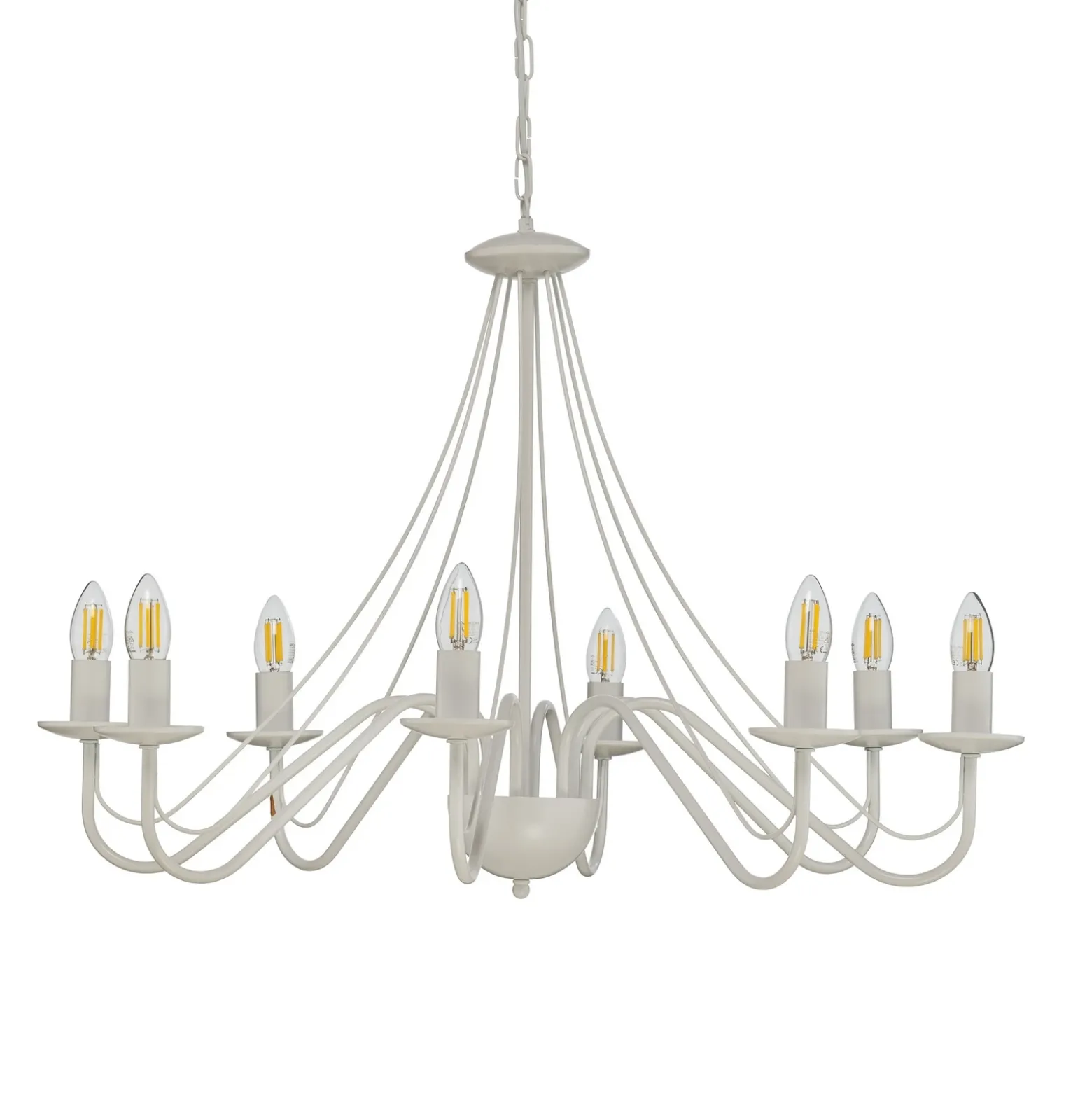 Lámpara de araña Malbo, blanca, metal, 8 luces, E14