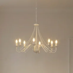 Lámpara de araña Malbo, blanca, metal, 8 luces, E14