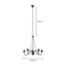 Lámpara de araña Malbo de 5 luces en negro