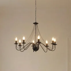 Lámpara de araña Malbo, negra, metal, 8 luces, E14