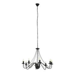 Lámpara de araña Malbo, negra, metal, 8 luces, E14