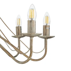 Lámpara de araña Malbo, oro blanco, metal, 8 luces, E14
