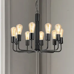 Lámpara de araña Malou, 10 luces, negro