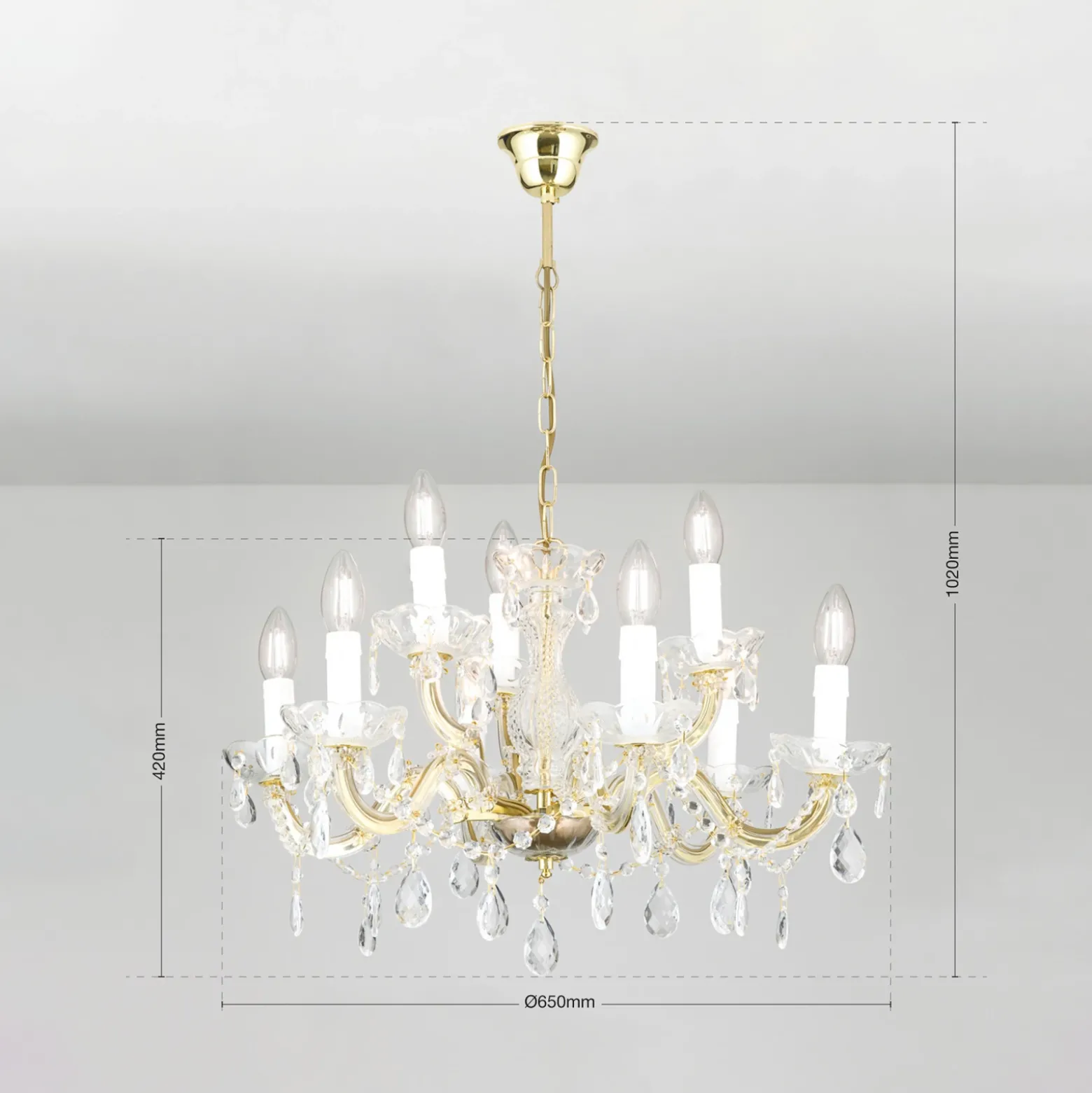 Lámpara de araña Marie Claire de cristal con 9 luces