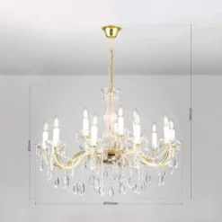 Lámpara de araña Marie Claire de cristal con 15 luces