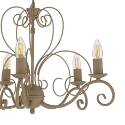 Lámpara de araña Mauro, beige, 5 luces, Ø 62 cm, metal, E14
