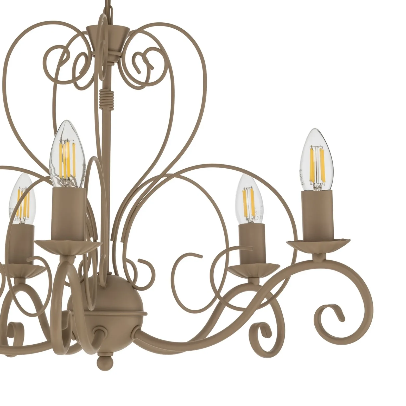 Lámpara de araña Mauro, beige, 5 luces, Ø 62 cm, metal, E14
