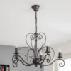 Lámpara de araña Mauro, negra, 5 luces, Ø 62 cm, metal, E14