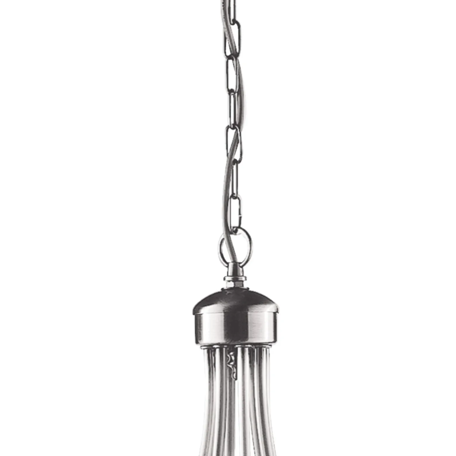 Lámpara de araña Maypole satén plata, 8 luces