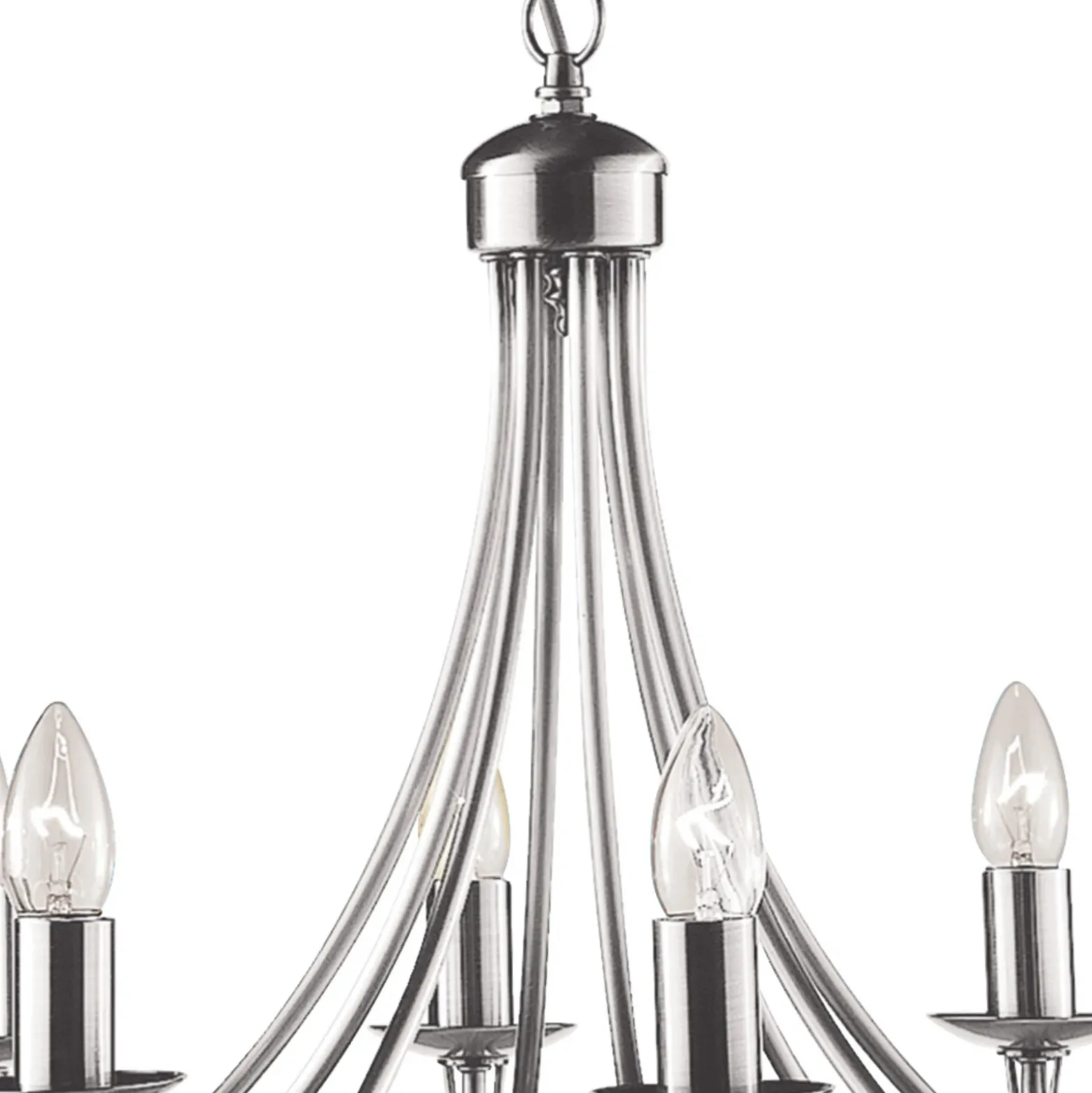Lámpara de araña Maypole satén plata, 8 luces
