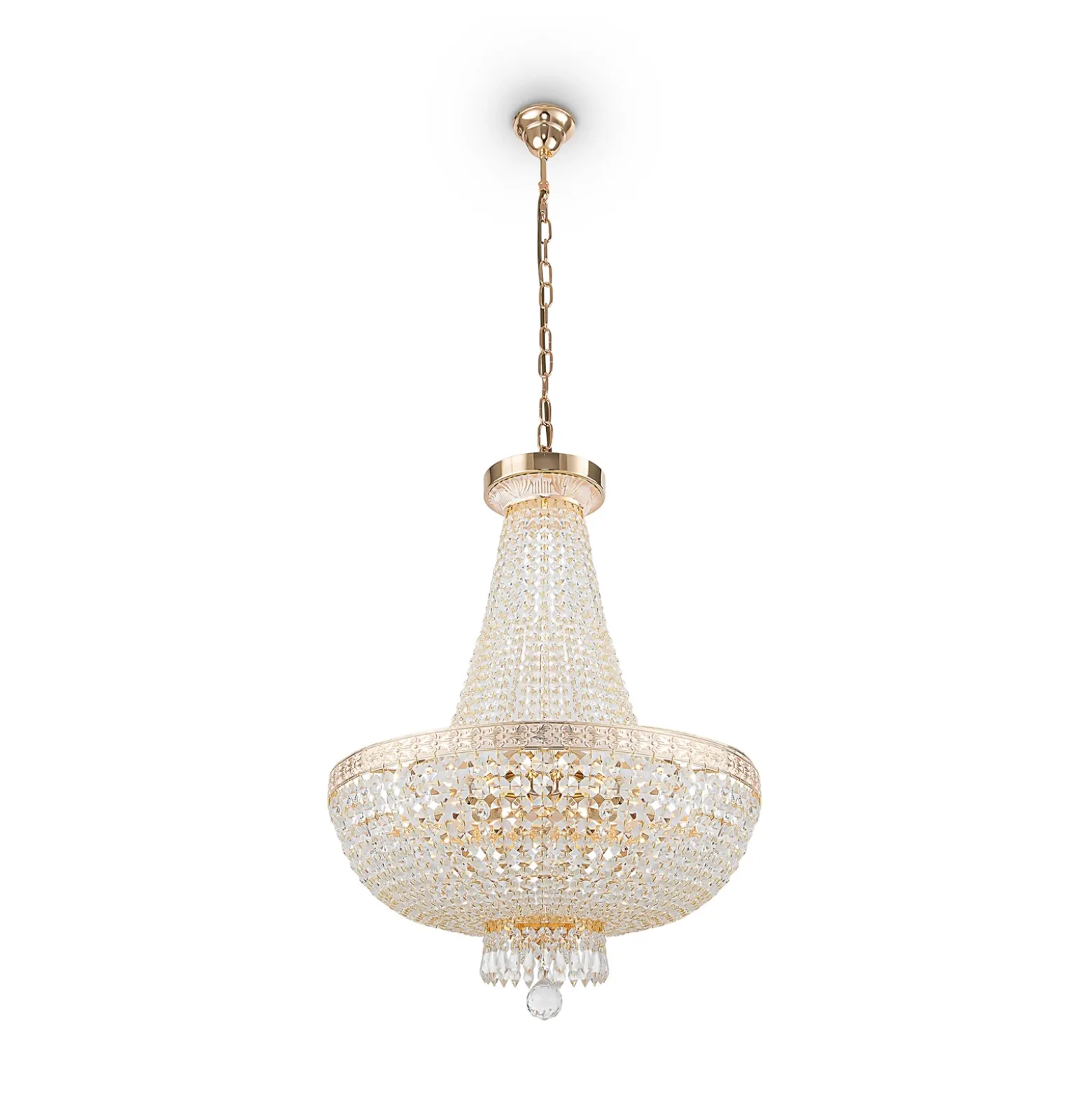 Lámpara de araña Maytoni Bella, dorada, cristal, Ø 50 cm