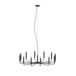 Lámpara de araña ORTO B, negro, metal, Ø 103 cm, 12 luces