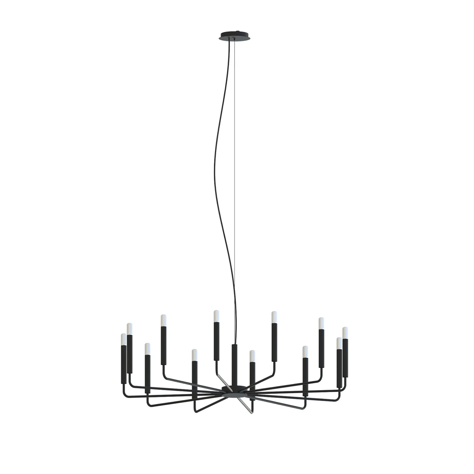 Lámpara de araña ORTO B, negro, metal, Ø 103 cm, 12 luces