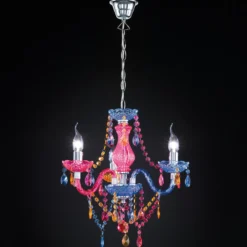 Lámpara de araña Perdita multicolor con 3 luces