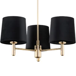 Lámpara de araña Polo, 3 luces, negro/latón oscuro