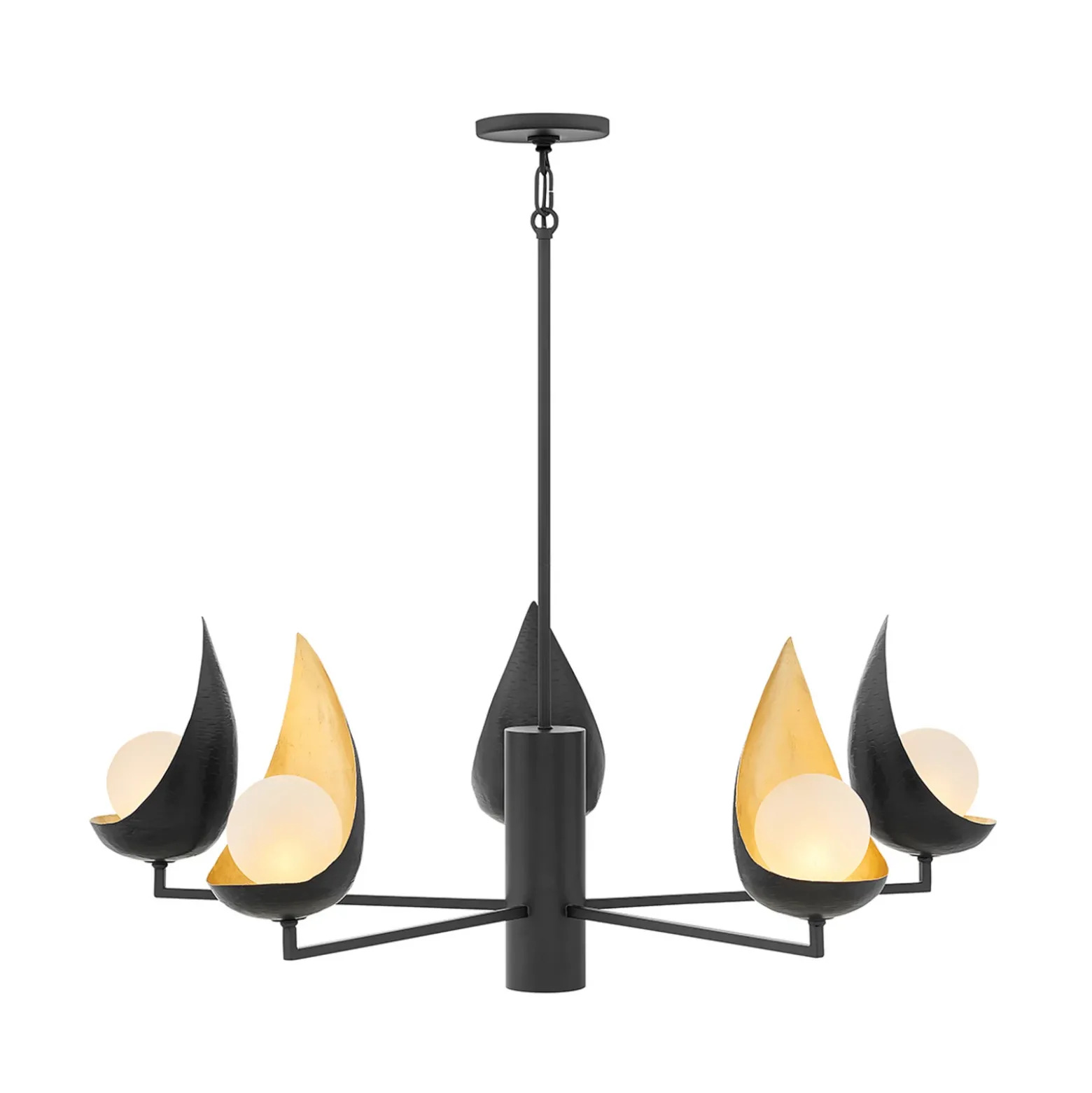 Lámpara de araña Ren, 6 luces, negro/oro