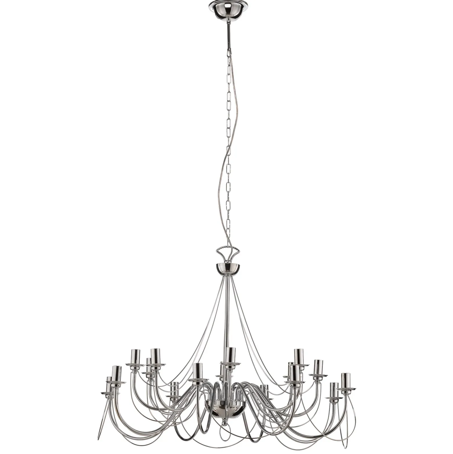 Lámpara de araña retro, 16 luces, cromo