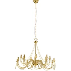 Lámpara de araña retro, 16 luces, dorada