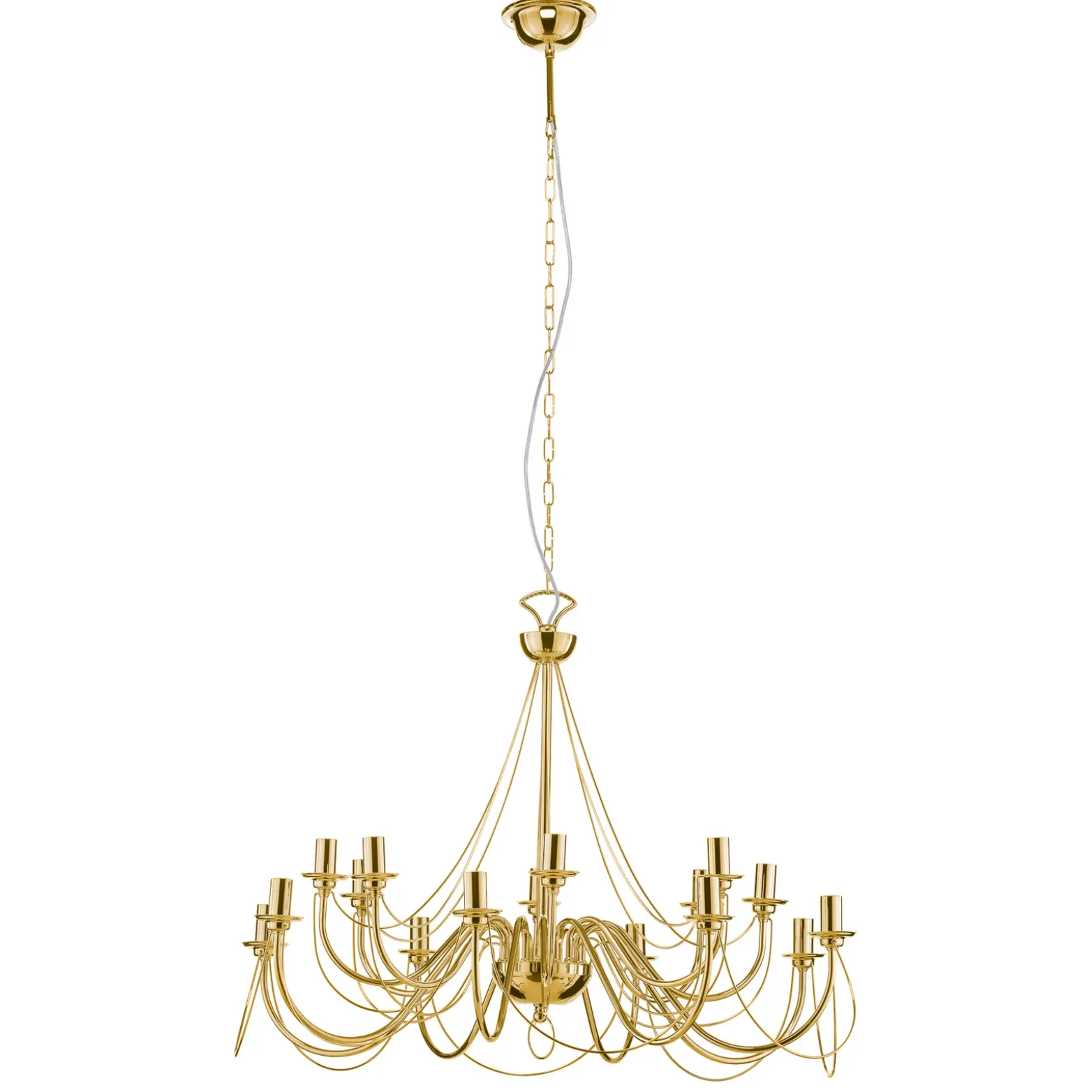 Lámpara de araña retro, 16 luces, dorada