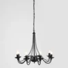 Lámpara de araña rosa, negra, 8 luces, metal