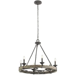Lámpara de araña rústica Taulbee, 6 luces