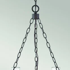 Lámpara de araña Sawyer, 6 luces, color madera, acero, cristal, E14