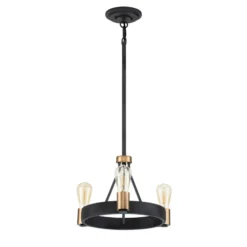 Lámpara de araña Silas, negro, 3 luces, Ø 42,2cm