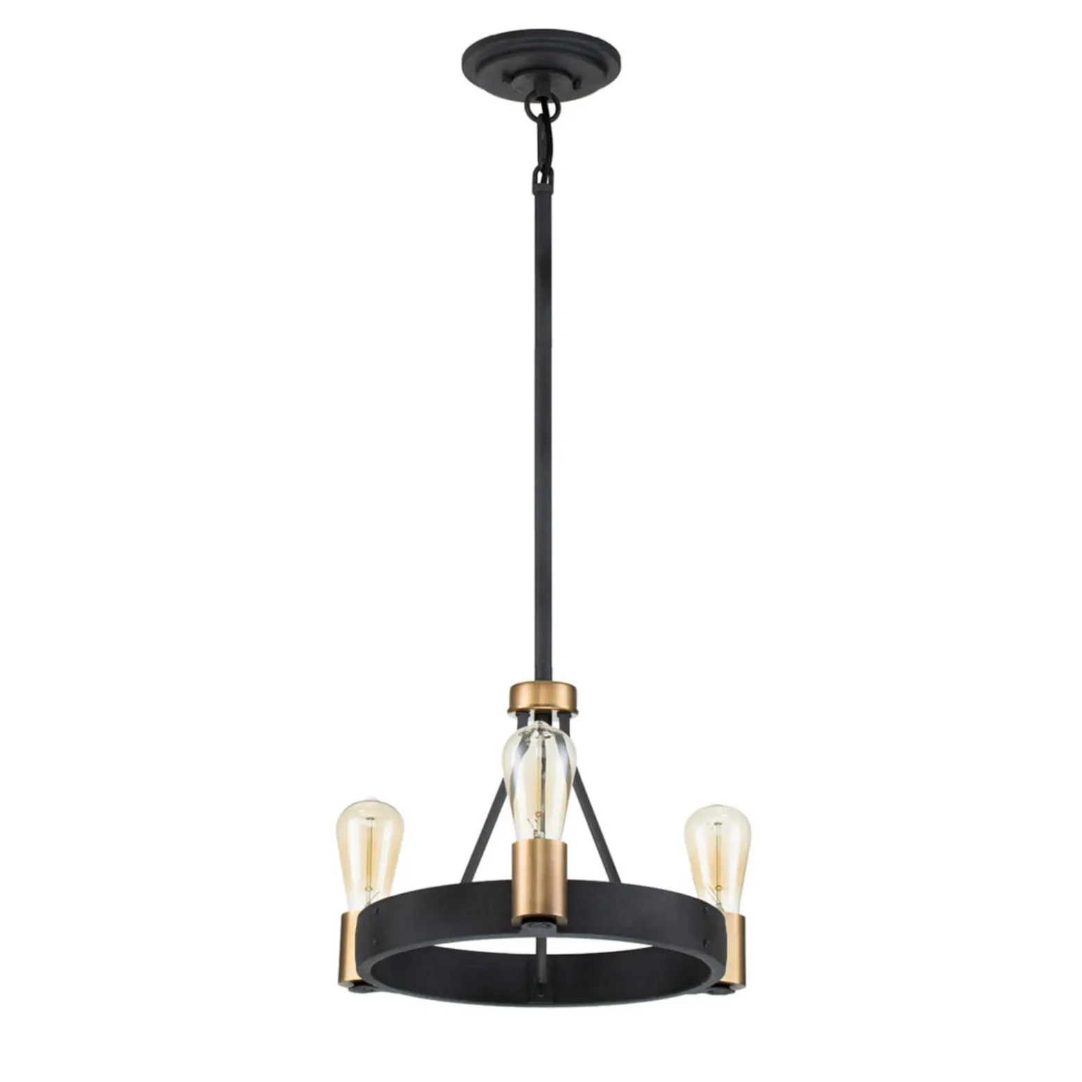 Lámpara de araña Silas, negro, 3 luces, Ø 42,2cm
