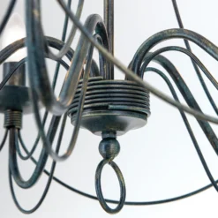Lámpara de araña Vela, cinco luces, negro-verde antiguo