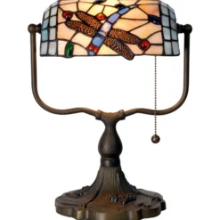 Lámpara de banquero Dragonfly de estilo Tiffany
