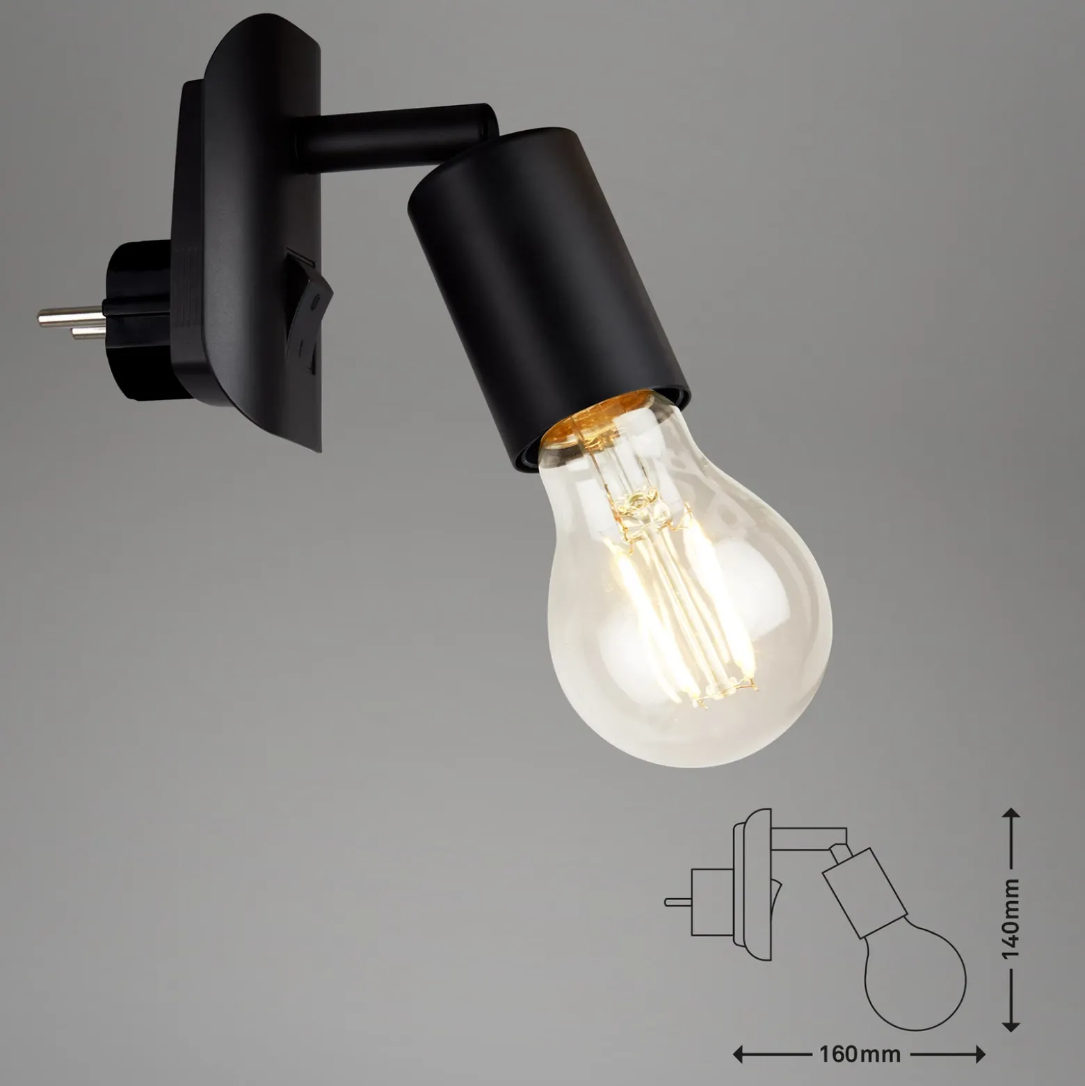Lámpara de enchufe Batita Retro, IP20, negro