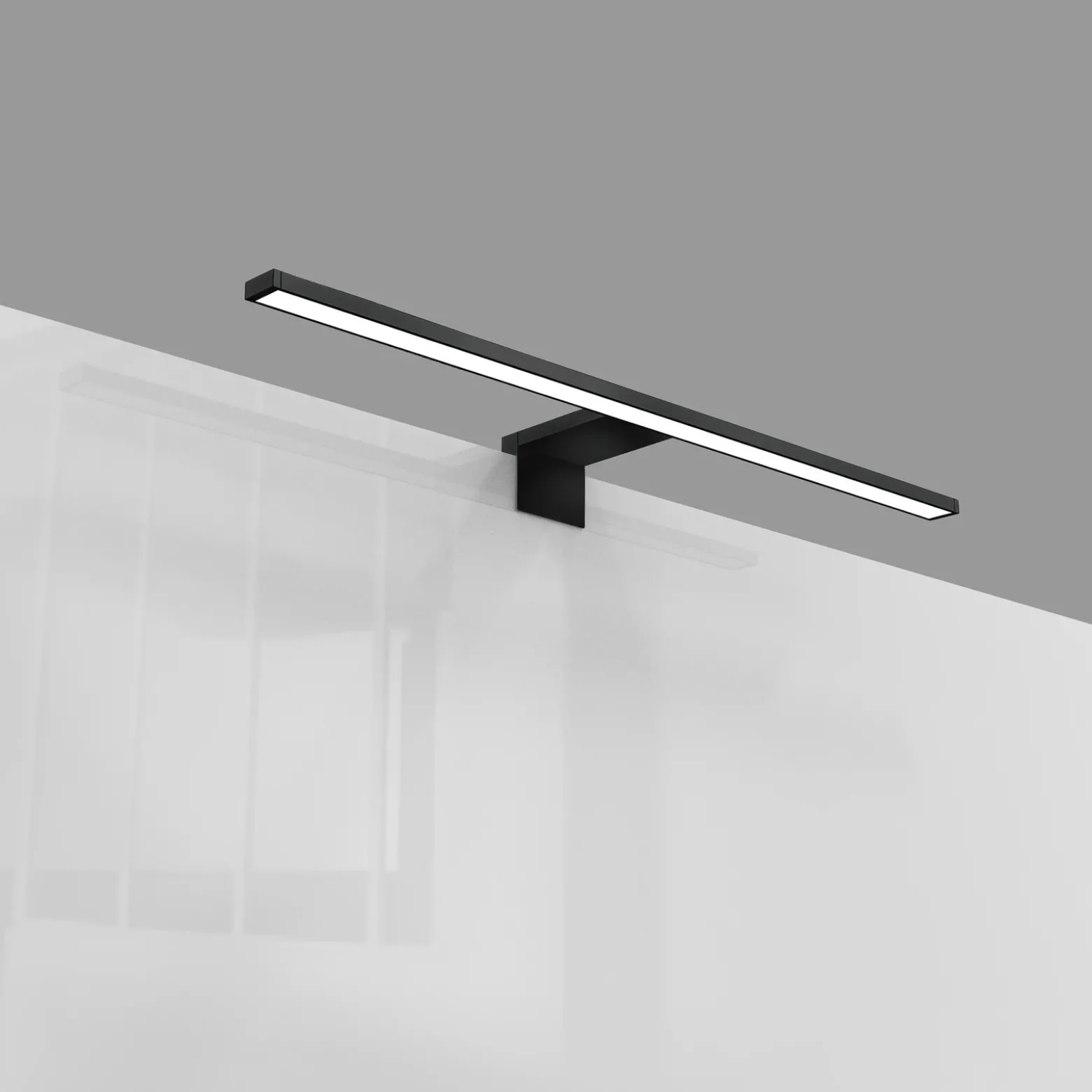 Lámpara de espejo LED Bill, 60 cm de ancho, negro, metal, 4000 K