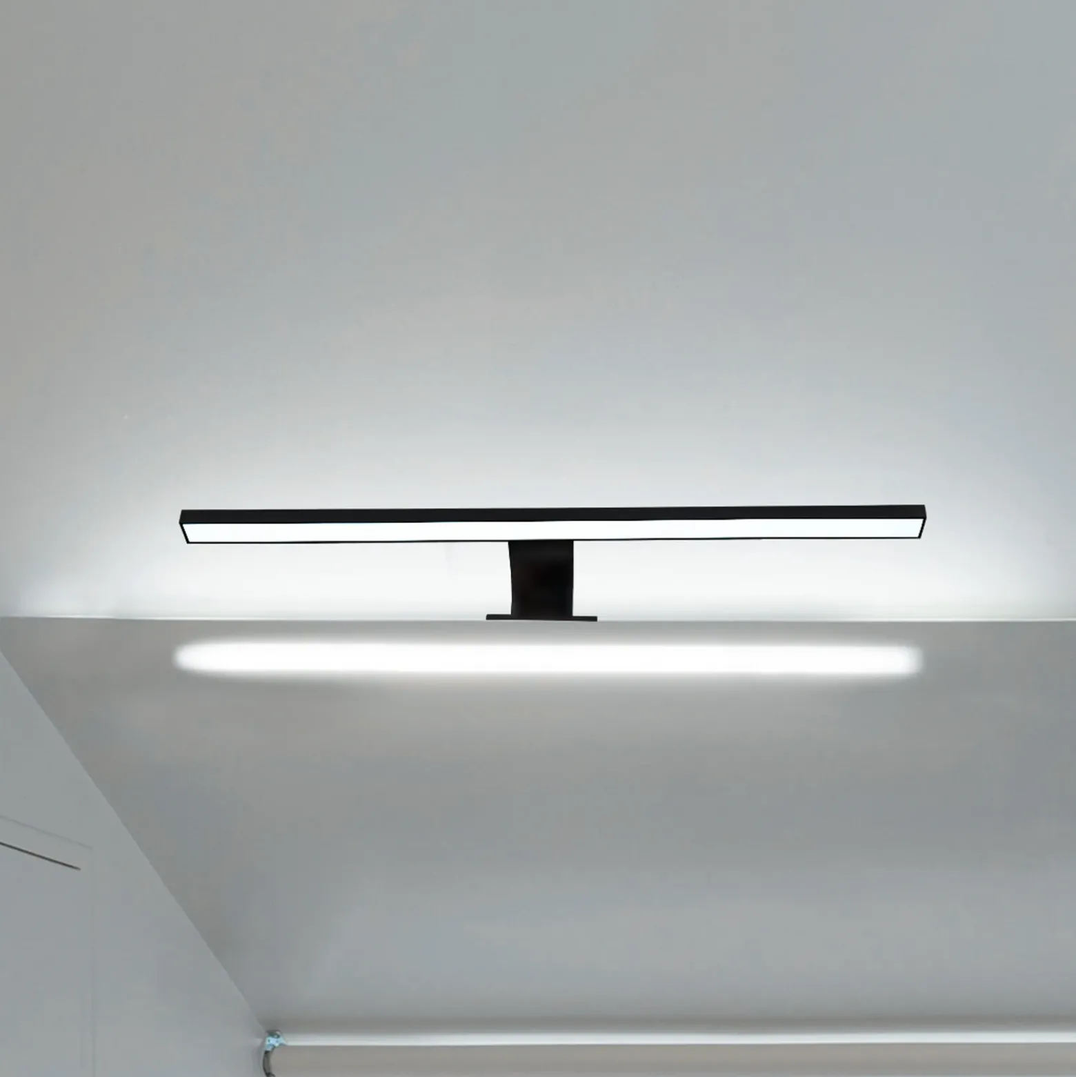 Lámpara de espejo LED Bill, 60 cm de ancho, negro, metal, 4000 K