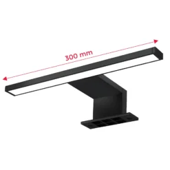 Lámpara de espejo LED Bill, 30 cm de ancho, negro, metal, 4000 K