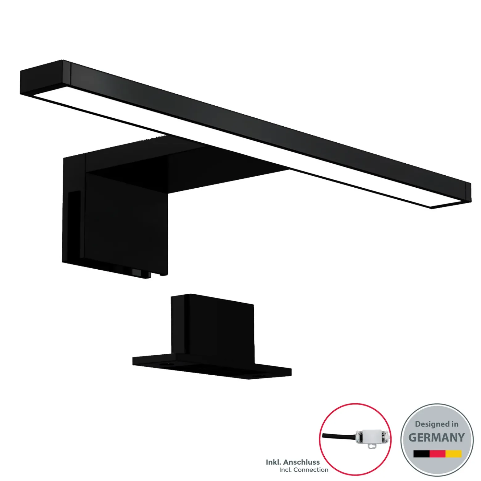 Lámpara de espejo LED Bill, 30 cm de ancho, negro, metal, 4000 K