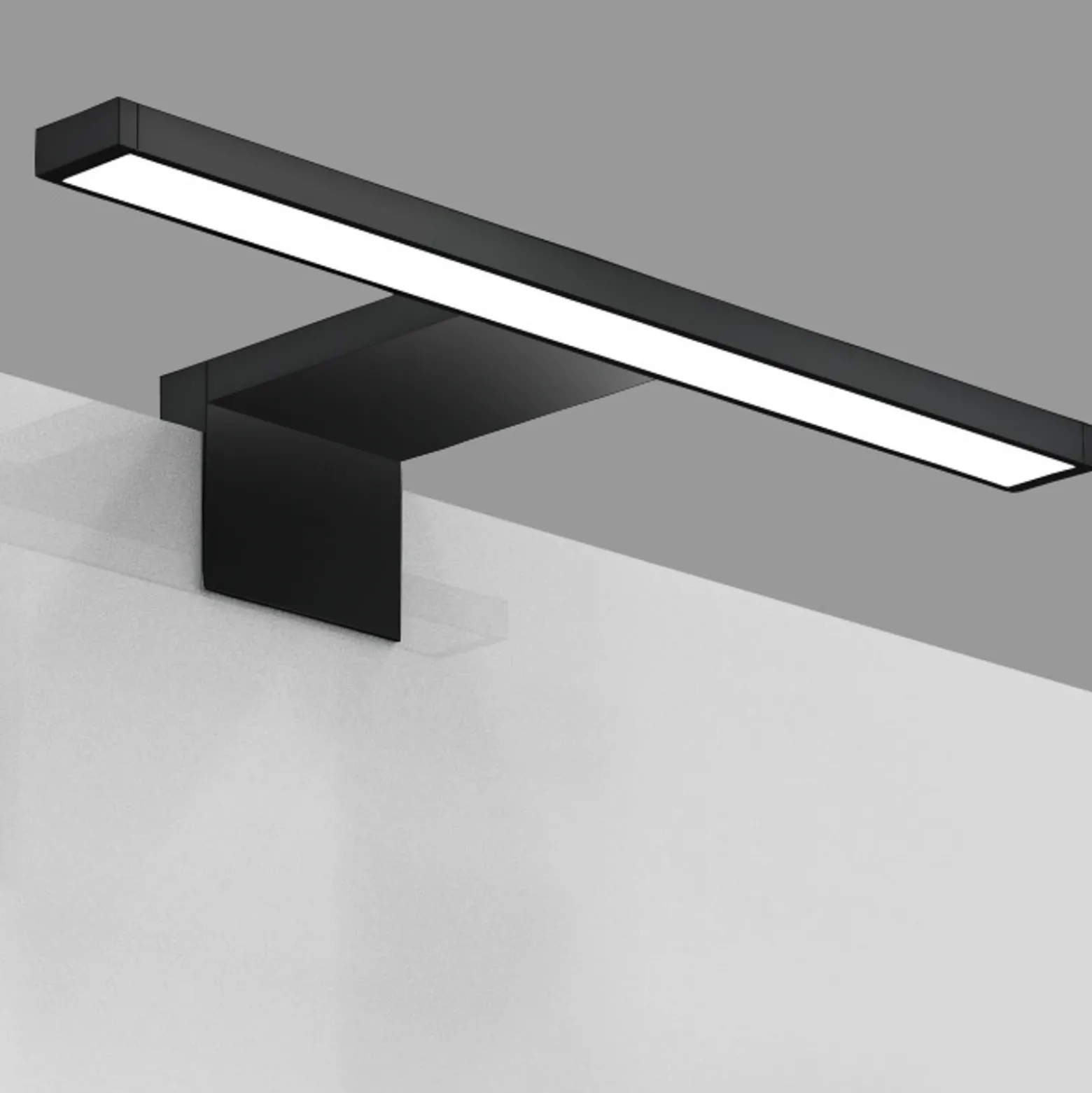 Lámpara de espejo LED Bill, 30 cm de ancho, negro, metal, 4000 K