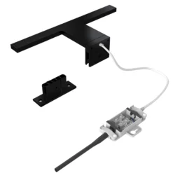 Lámpara de espejo LED Bill, 30 cm de ancho, negro, metal, 4000 K