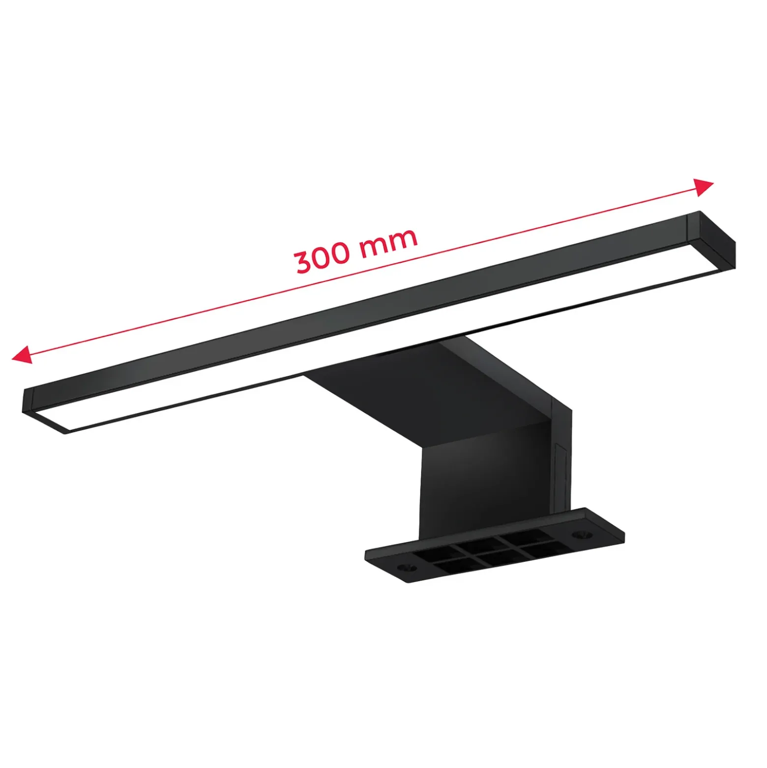 Lámpara de espejo LED Bill, 30 cm de ancho, negro, metal, 4000 K