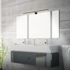 Lámpara de espejo LED Dun 2 en 1, negro mate, IP44, longitud 50 cm