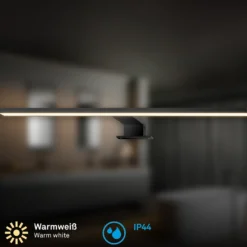 Lámpara de espejo LED Dun 2 en 1, negro mate, IP44, longitud 50 cm