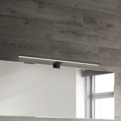 Lámpara de espejo LED Dun 2 en 1, negro mate, IP44, longitud 50 cm