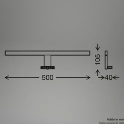 Lámpara de espejo LED Dun 2 en 1, negro mate, IP44, longitud 50 cm
