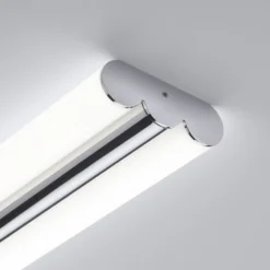 Lámpara de espejo LED Helestra LOOM, longitud 90 cm, cromada, IP44