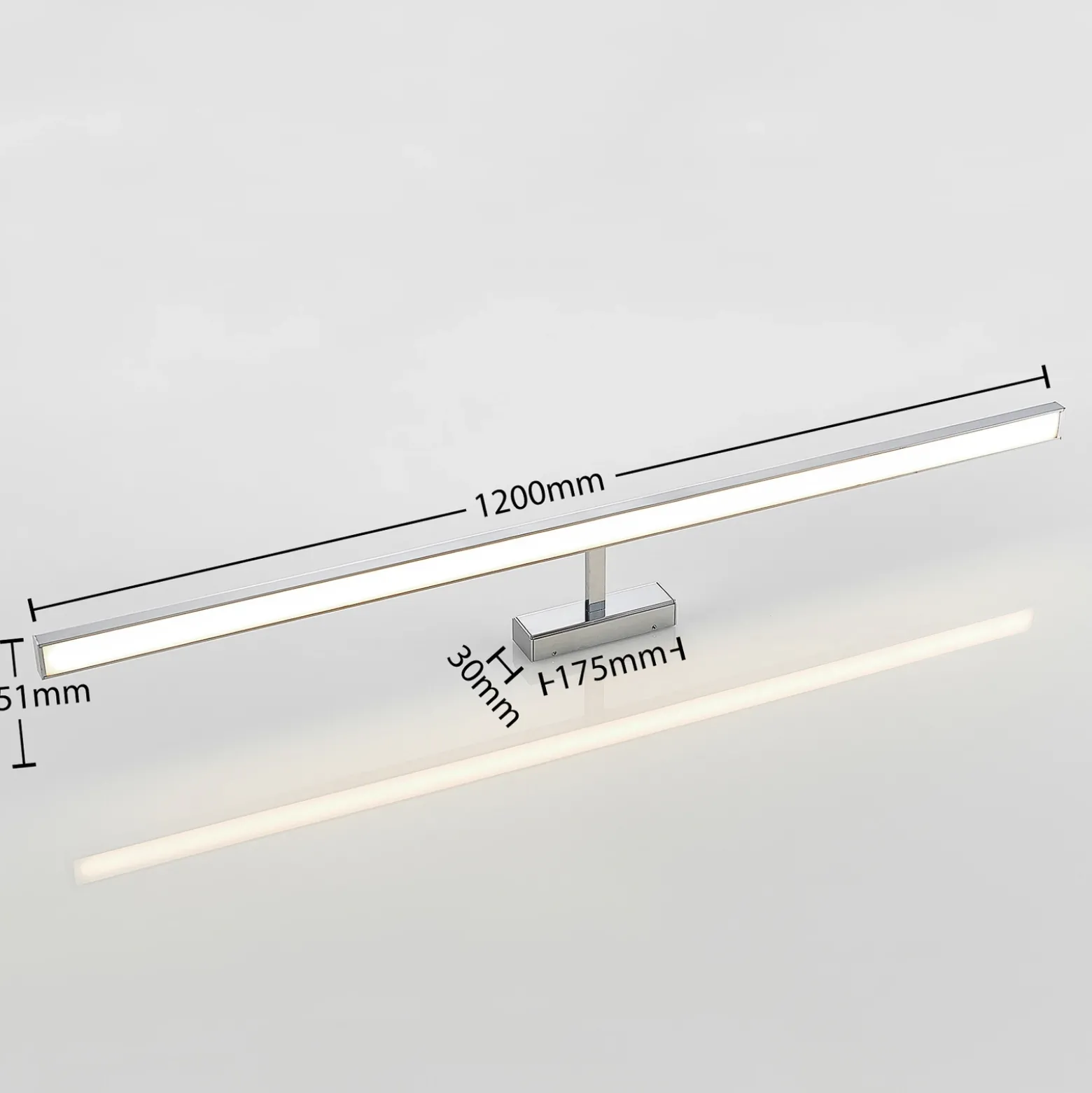 Lámpara de espejo LED Jukka de Lindby, 120 cm, cromo, metal, IP44